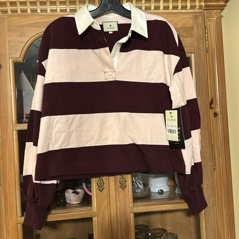 Pink Stripe Cropped Polo - Picture 3 of 8